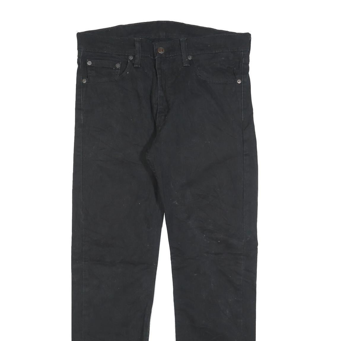 LEVI'S 513 Mens Black Regular Skinny Denim Raw W31 L27 Distressed Hem Jeans