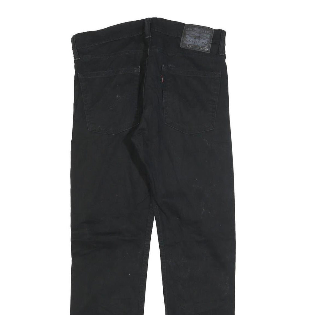 LEVI'S 513 Mens Black Regular Skinny Denim Raw W31 L27 Distressed Hem Jeans