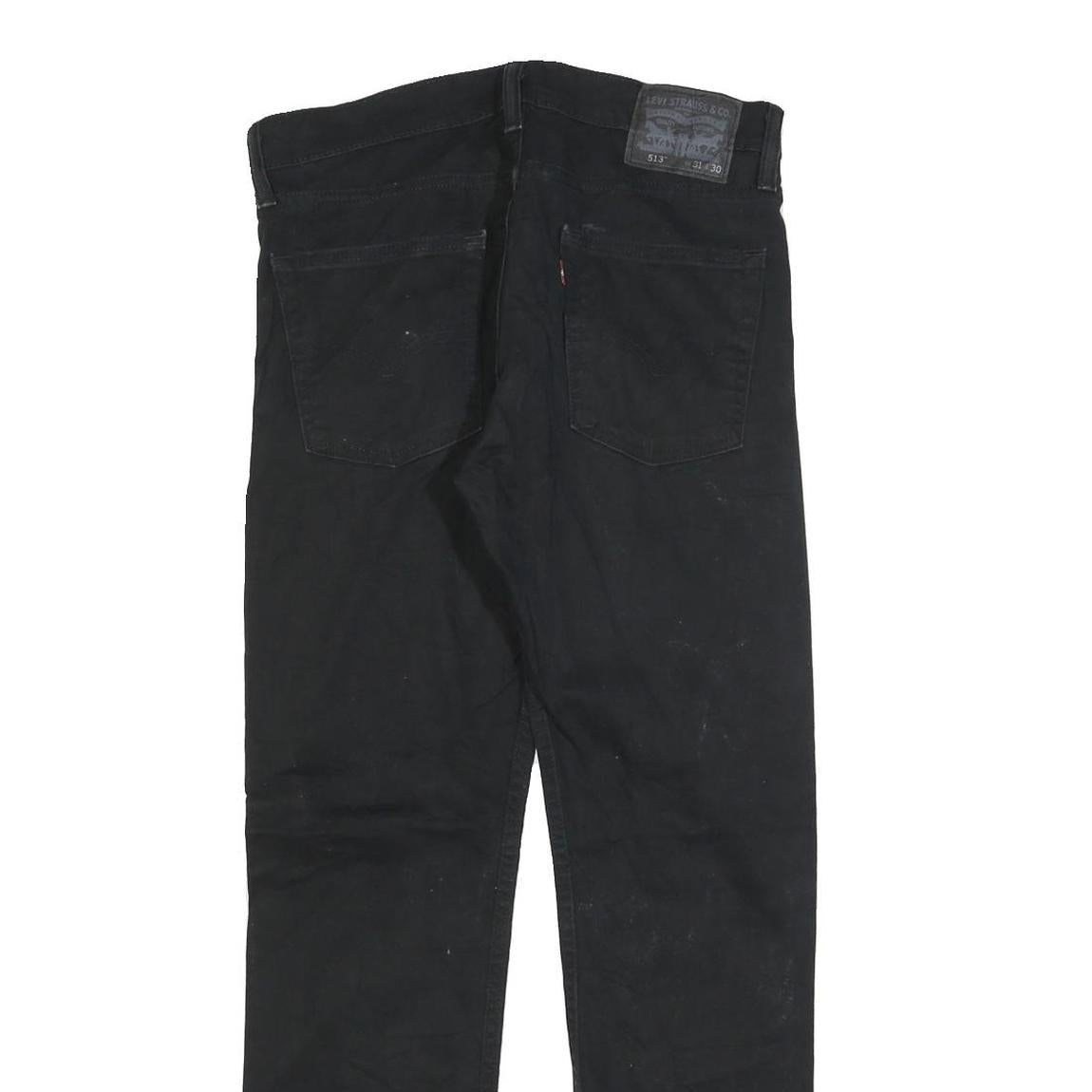 LEVI'S 513 Mens Black Regular Skinny Denim Raw W31 L27 Distressed Hem Jeans