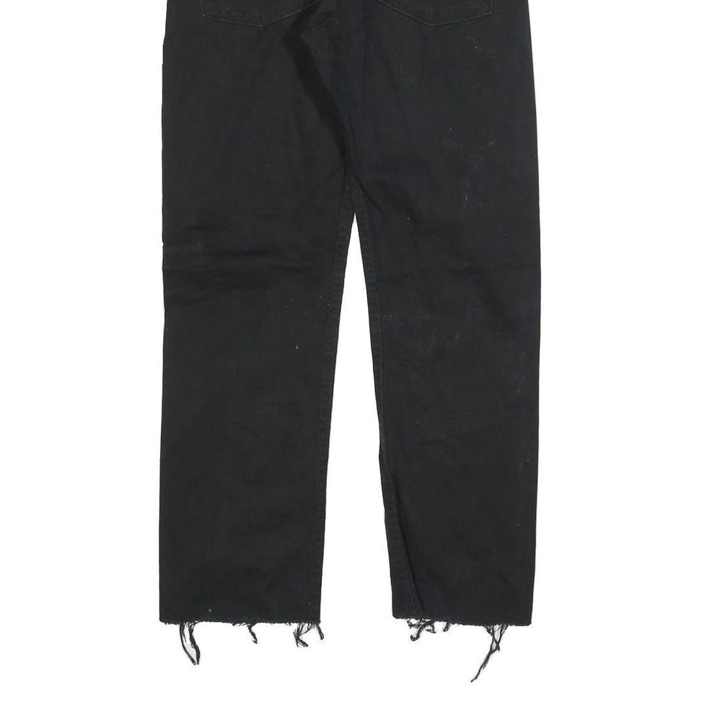 LEVI'S 513 Mens Black Regular Skinny Denim Raw W31 L27 Distressed Hem Jeans