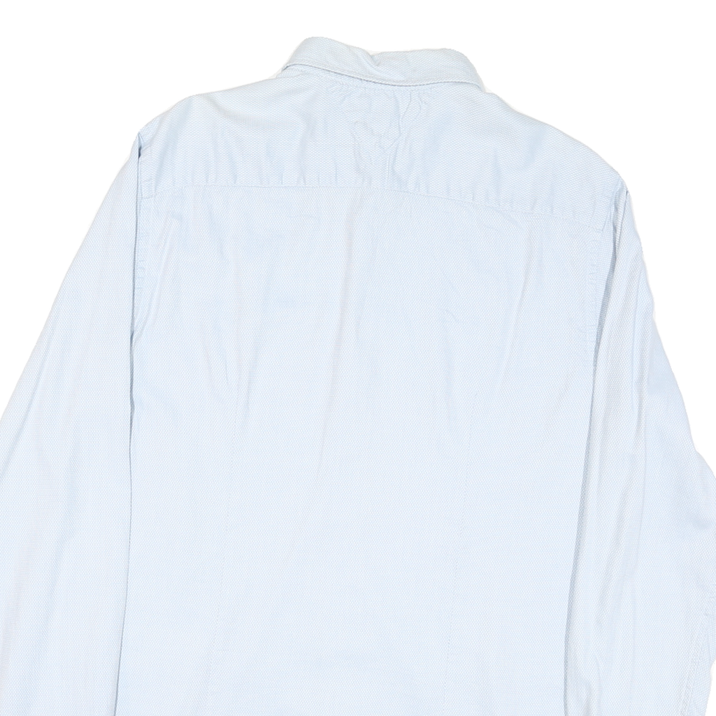 TOMMY HILFIGER Mens Blue L Button Down Casual Shirt Cotton Blend Long Sleeve