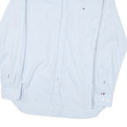 TOMMY HILFIGER Mens Blue L Button Down Casual Shirt Cotton Blend Long Sleeve