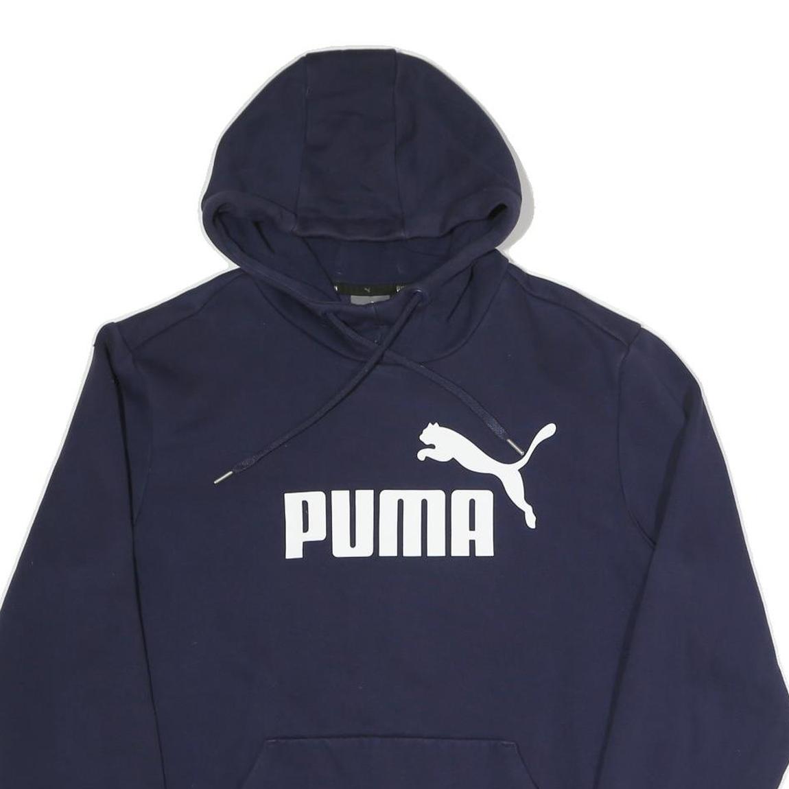 PUMA Mens Navy Blue Logo Print Pullover Hoodie M Casual Sportswear