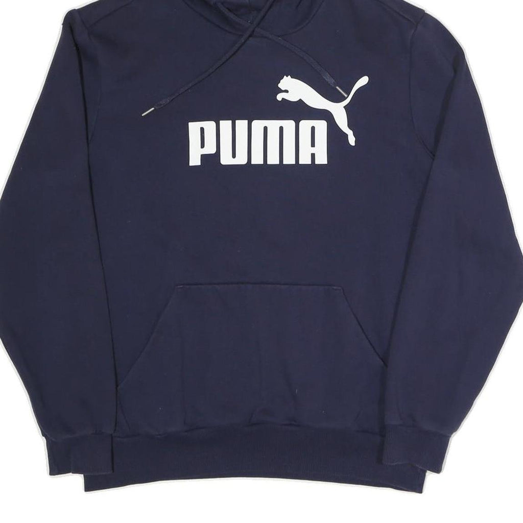 PUMA Mens Navy Blue Logo Print Pullover Hoodie M Casual Sportswear