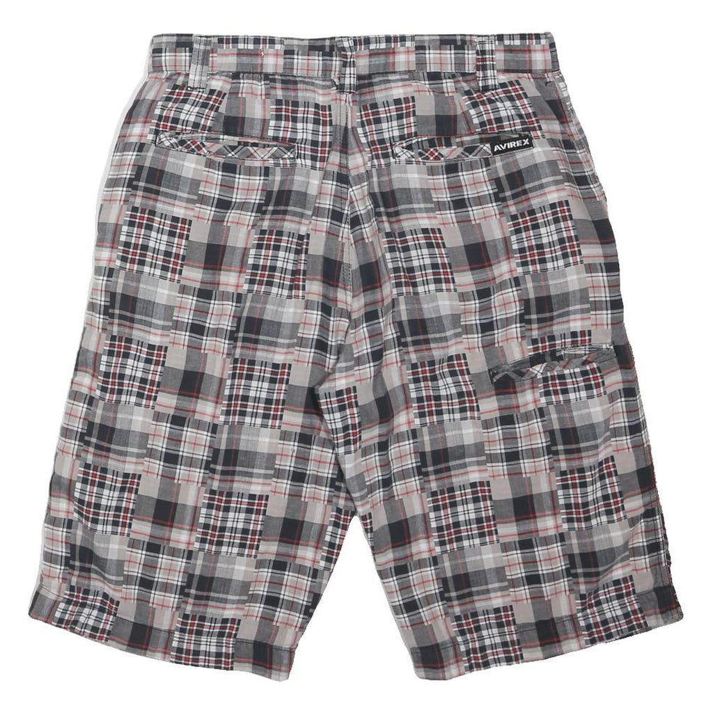 AVIREX Mens Cotton Blend Grey Black & Red Patchwork Casual Shorts M W32