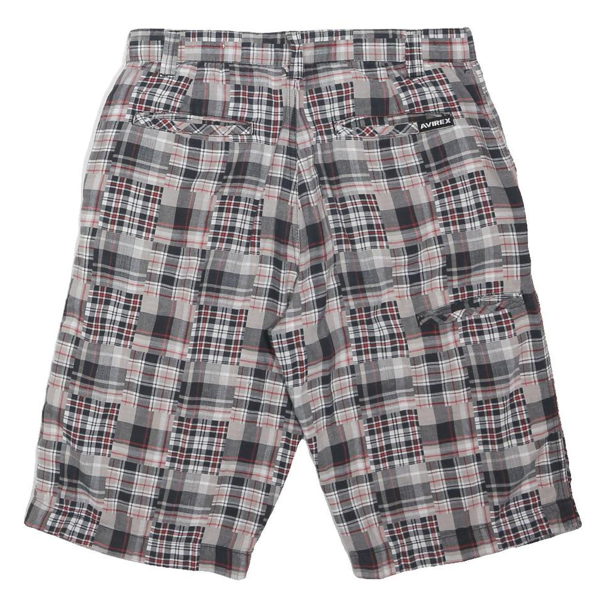 AVIREX Mens Cotton Blend Grey Black & Red Patchwork Casual Shorts M W32