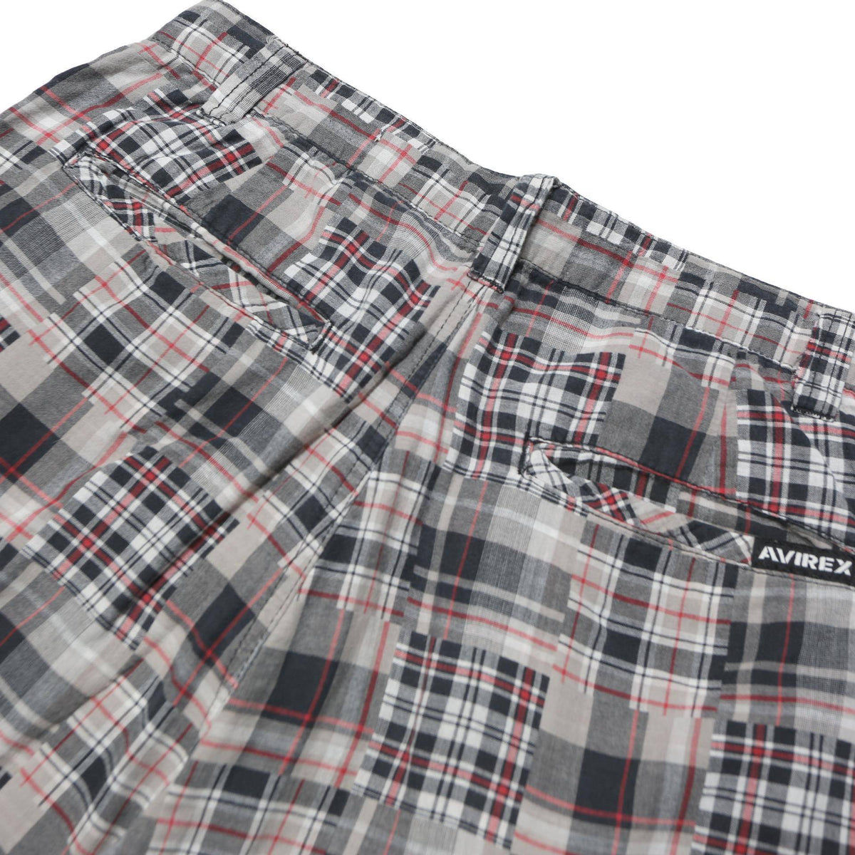 AVIREX Mens Cotton Blend Grey Black & Red Patchwork Casual Shorts M W32