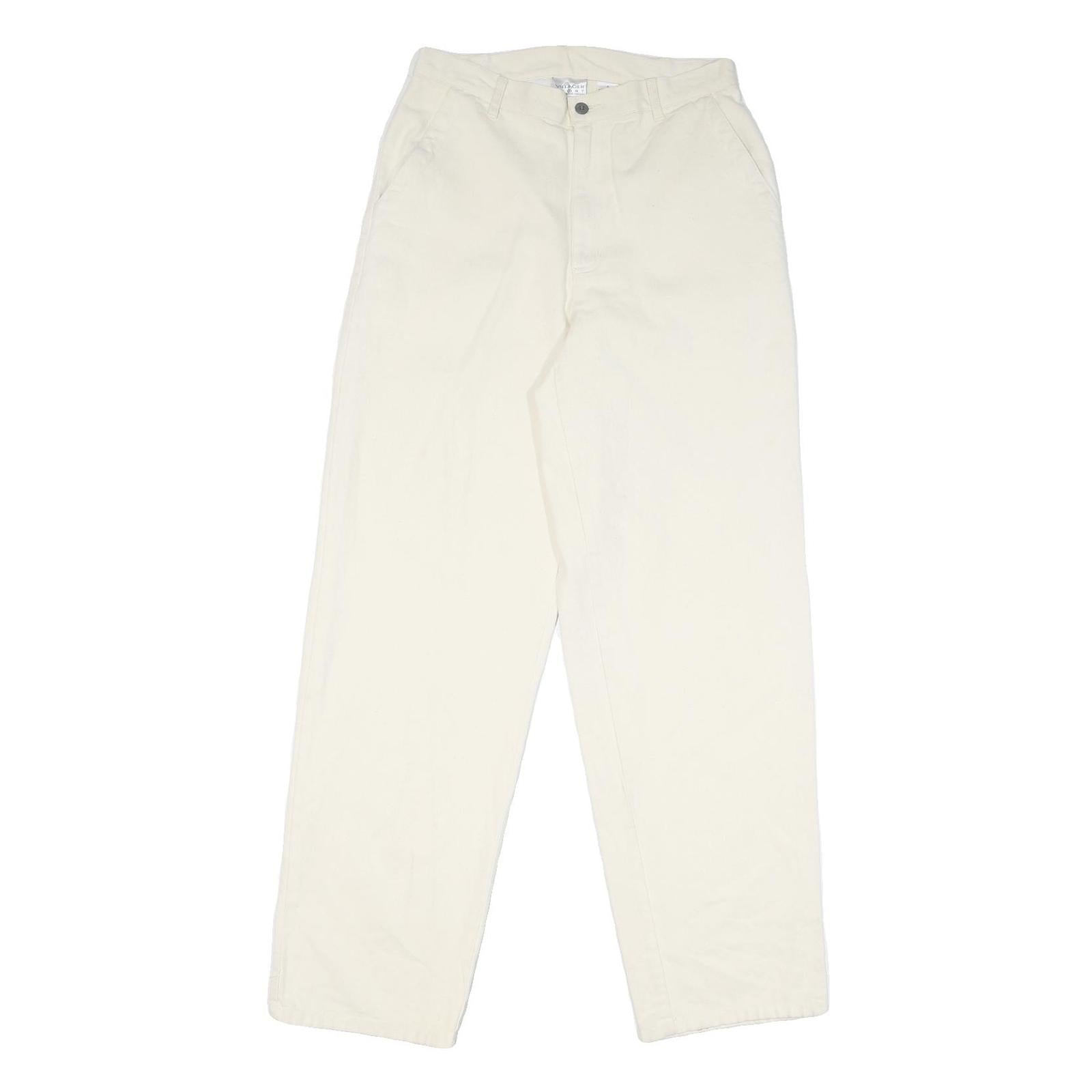 VILAGER Mens Cotton Blend White Regular Fit Straight Leg Trousers W30 L31