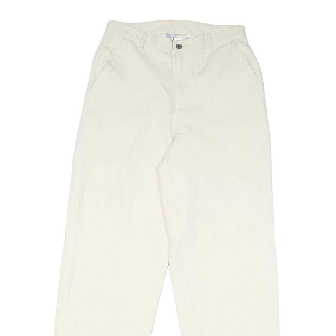 VILAGER Mens Cotton Blend White Regular Fit Straight Leg Trousers W30 L31