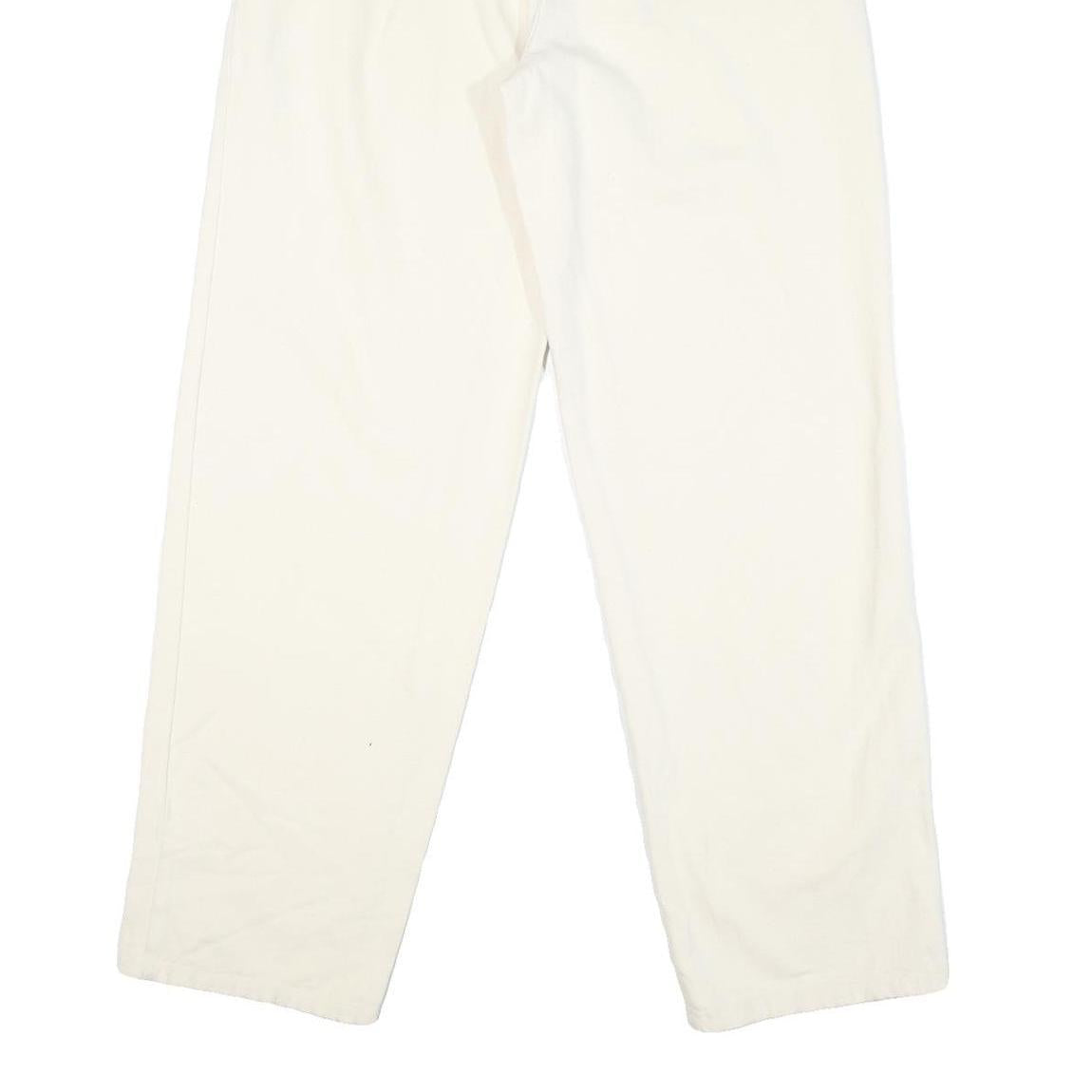 VILAGER Mens Cotton Blend White Regular Fit Straight Leg Trousers W30 L31