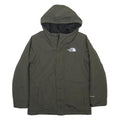 THE NORTH FACE Boys Green L Jacket Polyester Button Hooded Plain Outdoor Winter