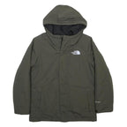 THE NORTH FACE Boys Green L Jacket Polyester Button Hooded Plain Outdoor Winter