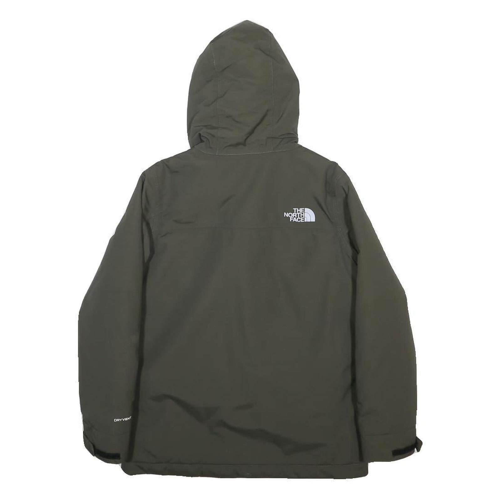 THE NORTH FACE Boys Green L Jacket Polyester Button Hooded Plain Outdoor Winter