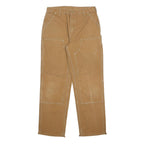 CARHARTT Mens Cotton Canvas Beige Loose Straight Trousers W36 L34 Workwear