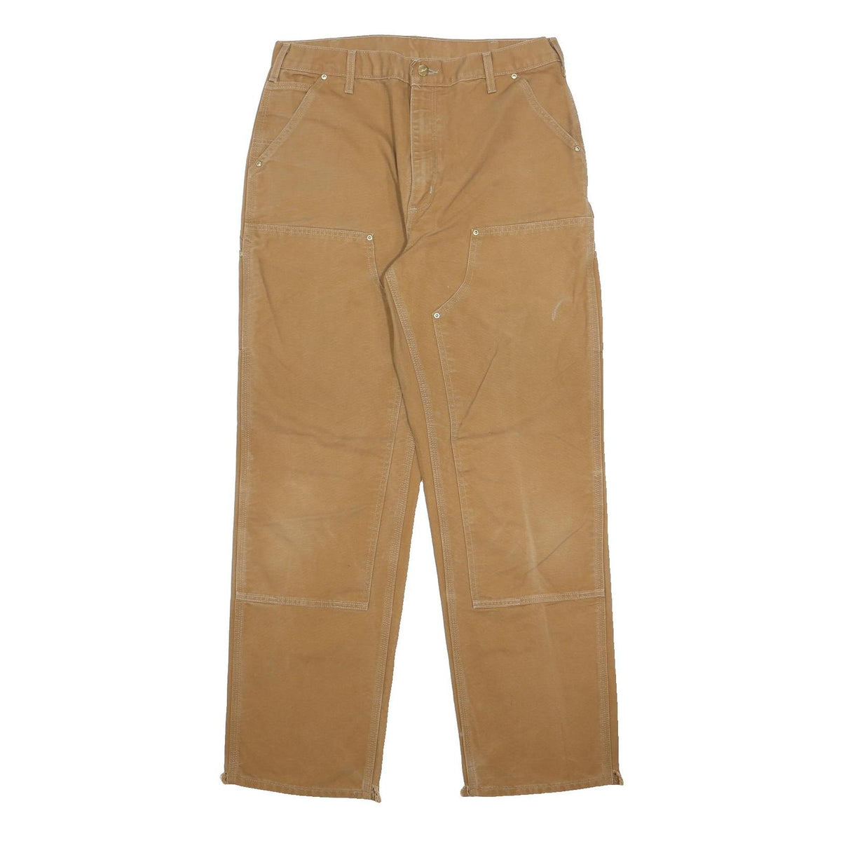 CARHARTT Mens Cotton Canvas Beige Loose Straight Trousers W36 L34 Workwear