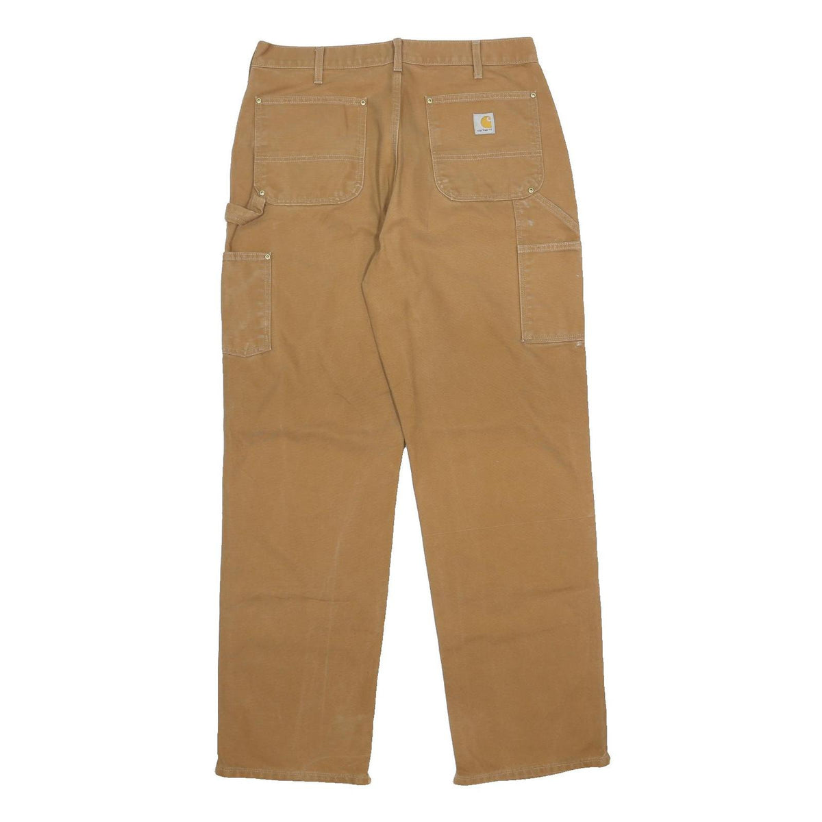 CARHARTT Mens Cotton Canvas Beige Loose Straight Trousers W36 L34 Workwear