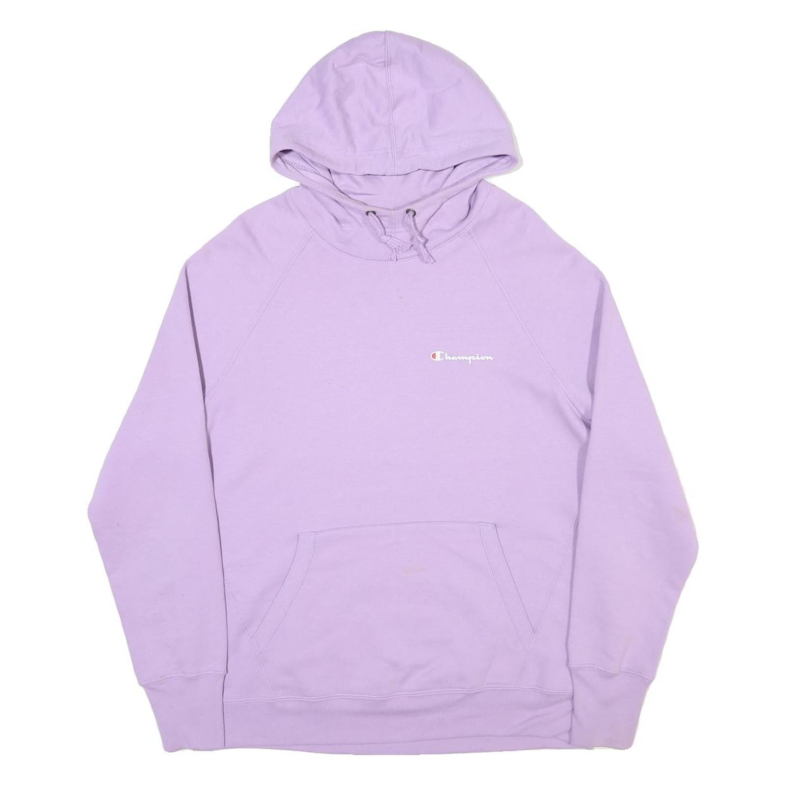 CHAMPION Mens Purple Pullover Hoodie L Cotton Blend Casual Streetwear