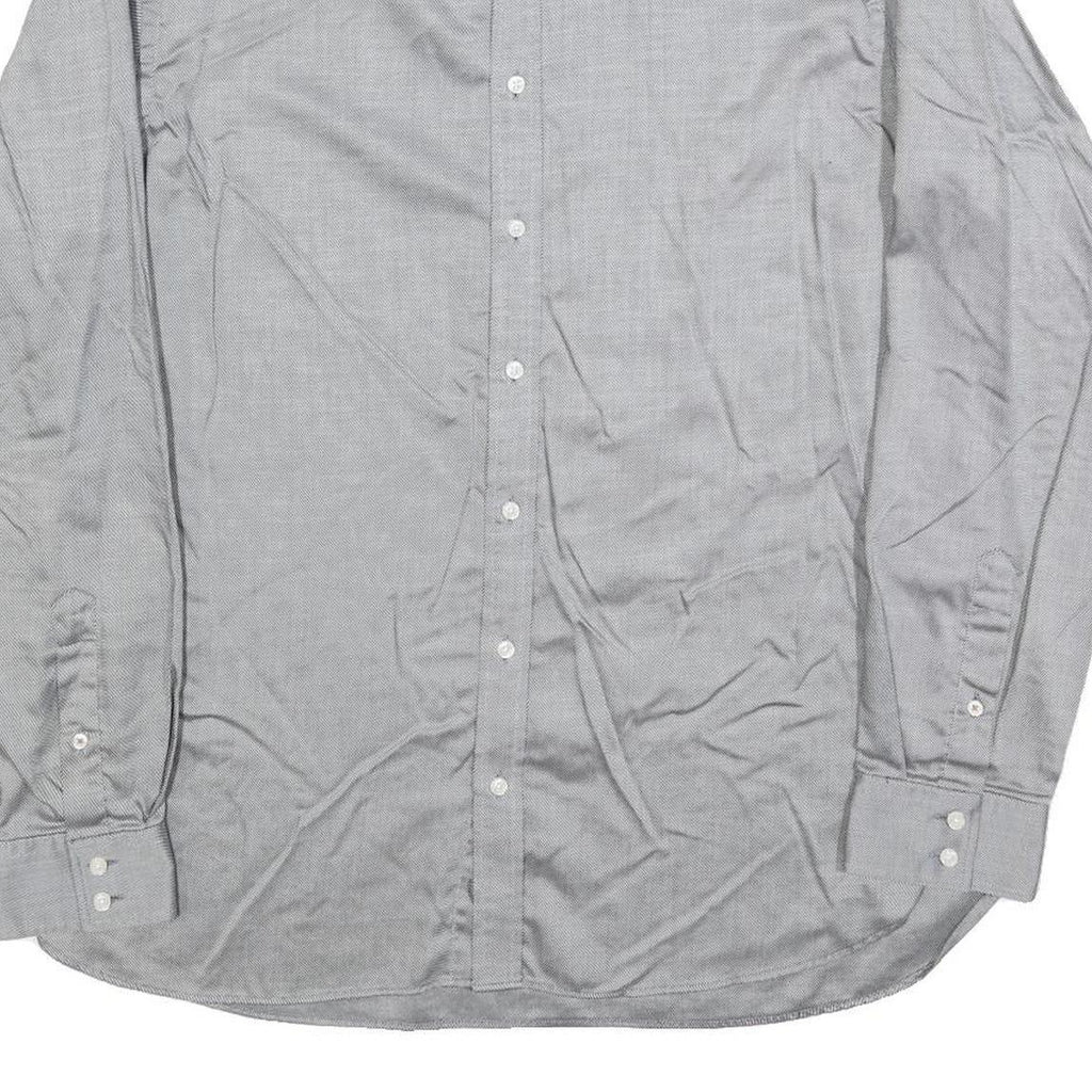 BEN SHERMAN Mens Grey Plain Shirt M Button Down Collar Long Sleeve Classic Fit