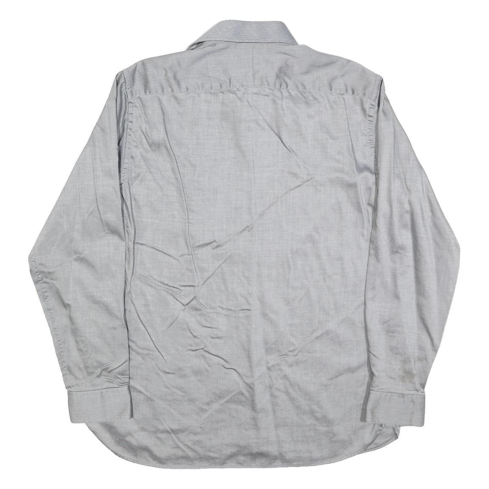 BEN SHERMAN Mens Grey Plain Shirt M Button Down Collar Long Sleeve Classic Fit