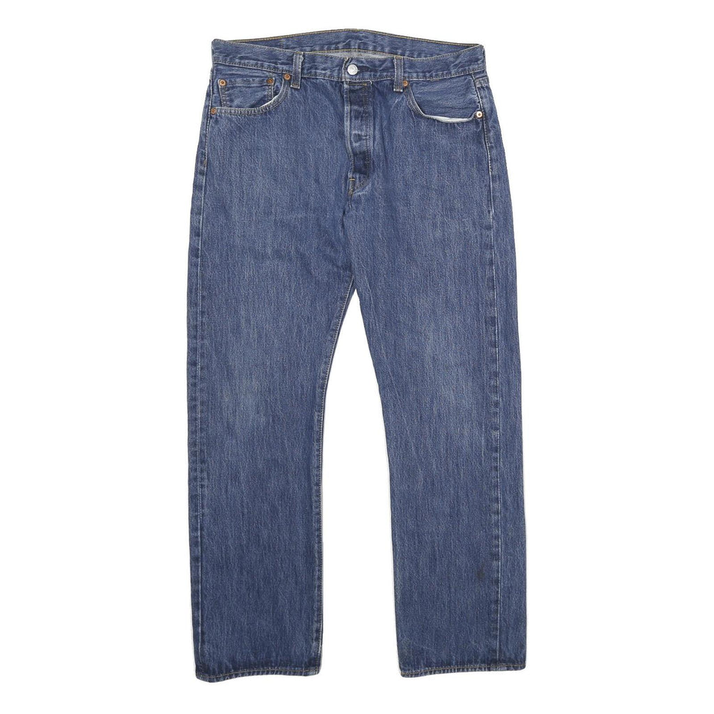 LEVI'S 501 Mens Jeans Blue Classic Straight Denim Medium W36 L32 Button Closure