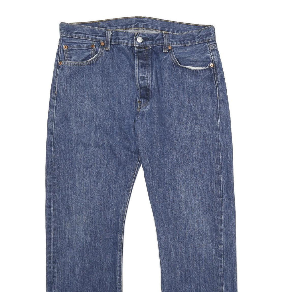 LEVI'S 501 Mens Jeans Blue Classic Straight Denim Medium W36 L32 Button Closure