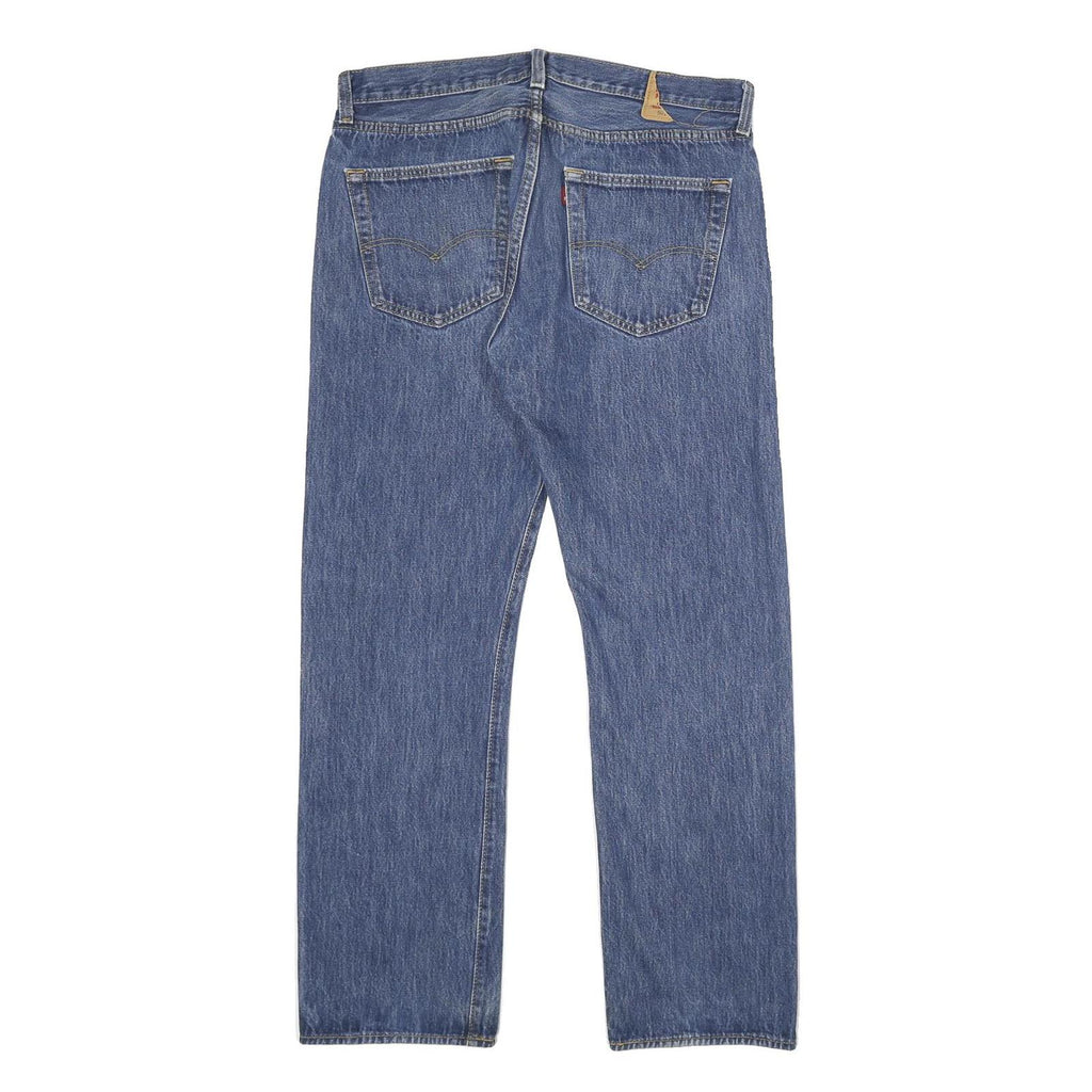 LEVI'S 501 Mens Jeans Blue Classic Straight Denim Medium W36 L32 Button Closure