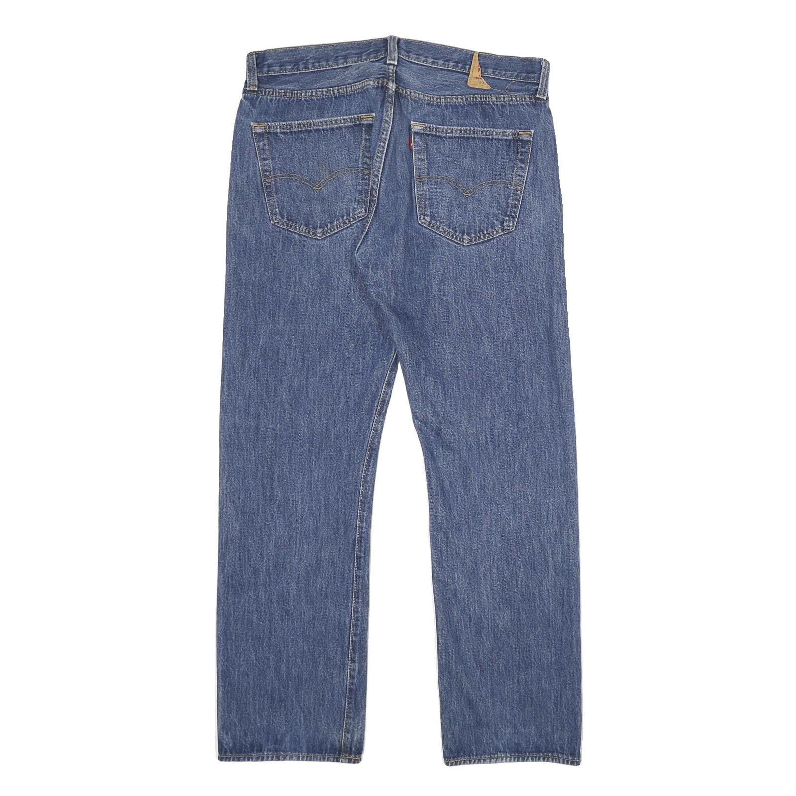 LEVI'S 501 Mens Jeans Blue Classic Straight Denim Medium W36 L32 Button Closure