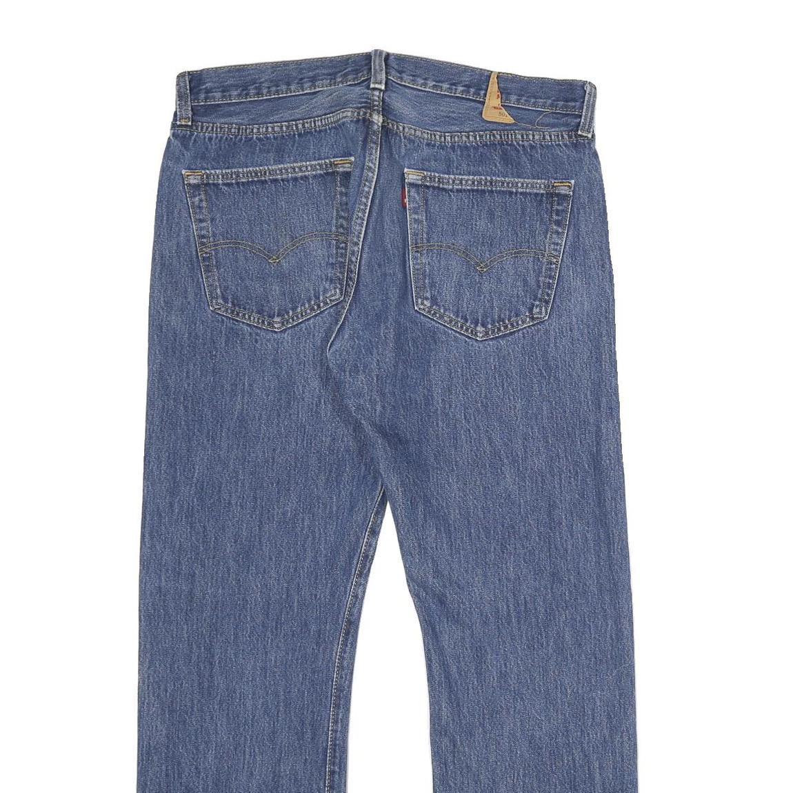 LEVI'S 501 Mens Jeans Blue Classic Straight Denim Medium W36 L32 Button Closure