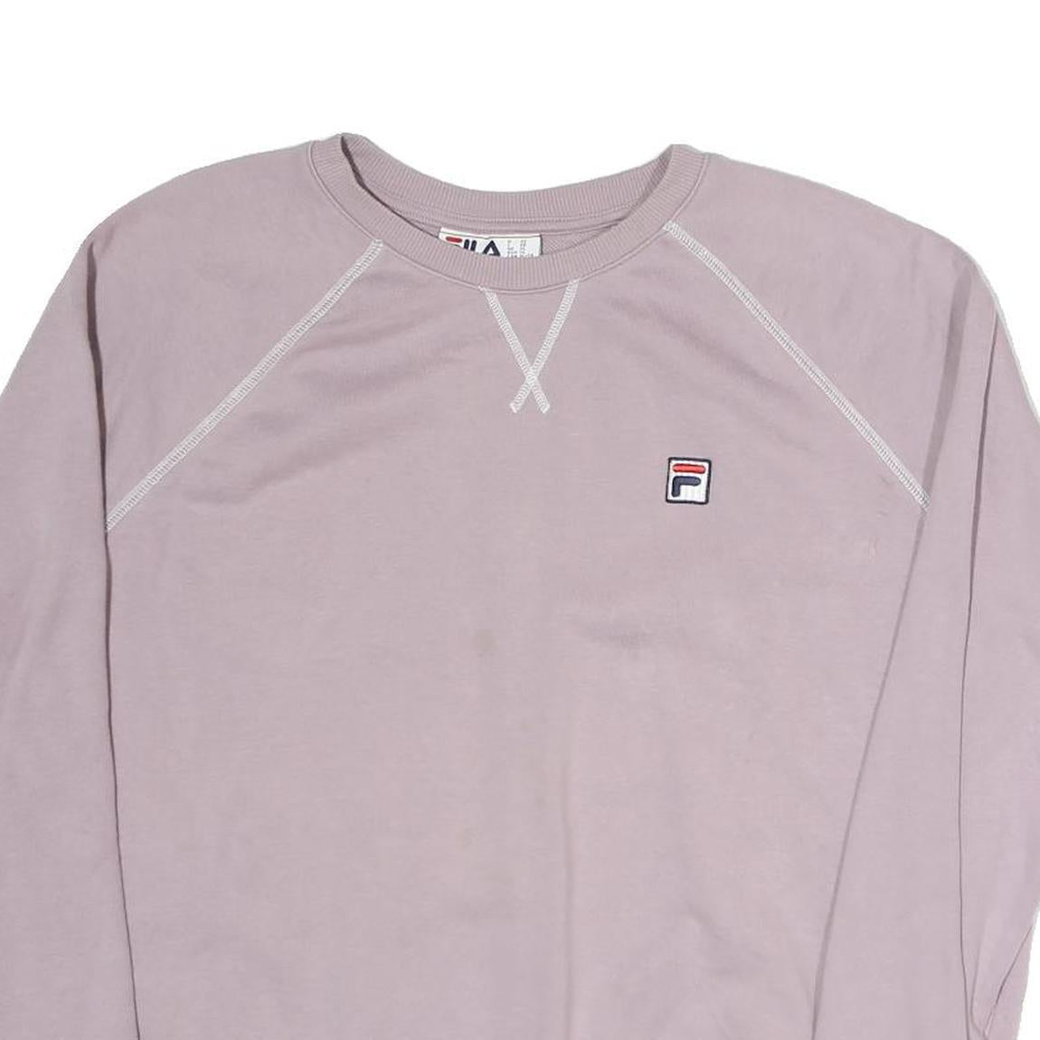 FILA Womens Pink XL Crew Neck Cotton Sweatshirt Logo Patch Casual Pullover