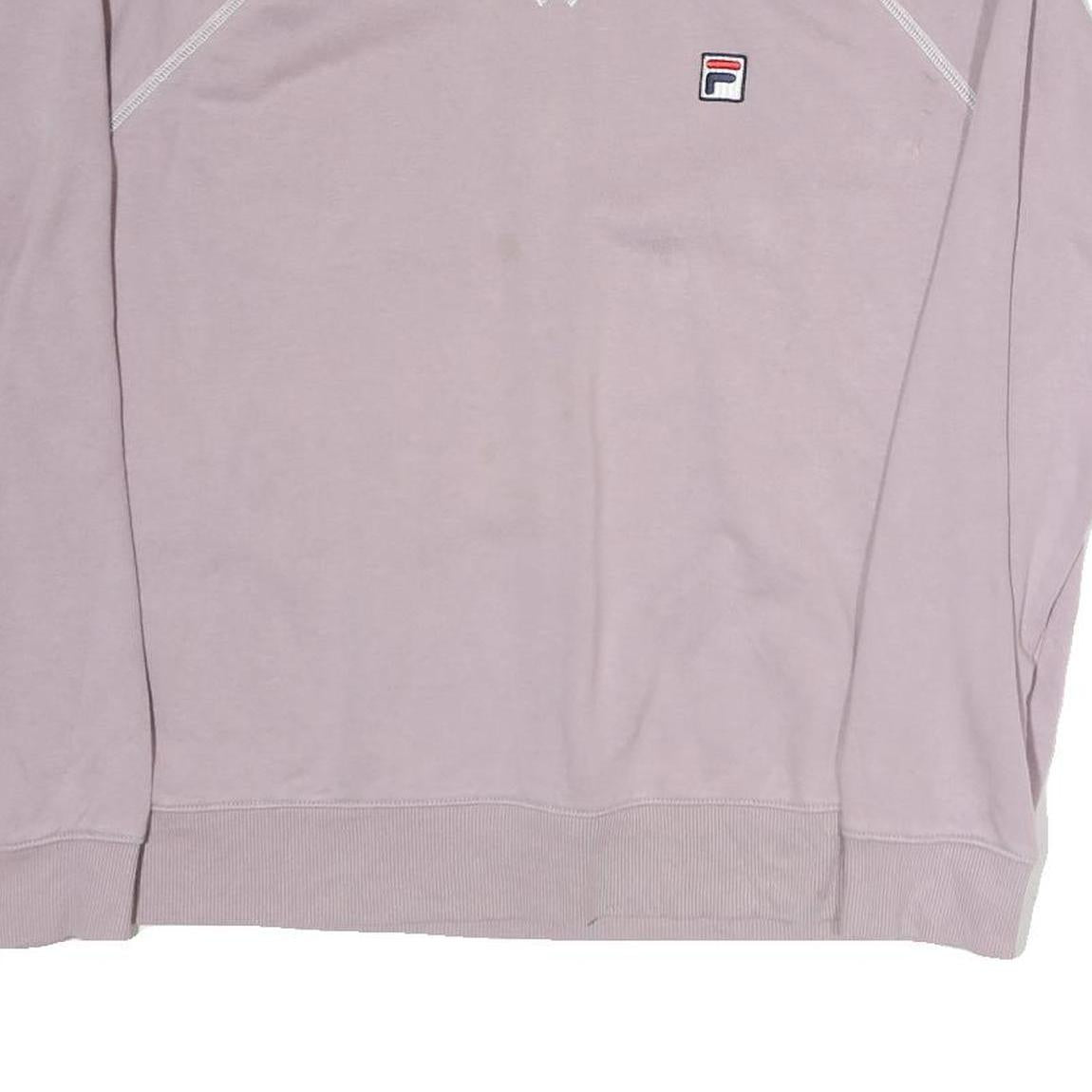 FILA Womens Pink XL Crew Neck Cotton Sweatshirt Logo Patch Casual Pullover