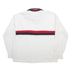 TOMMY HILFIGER Mens White & Navy Red Quarter Zip M Cotton Blend Sweatshirt