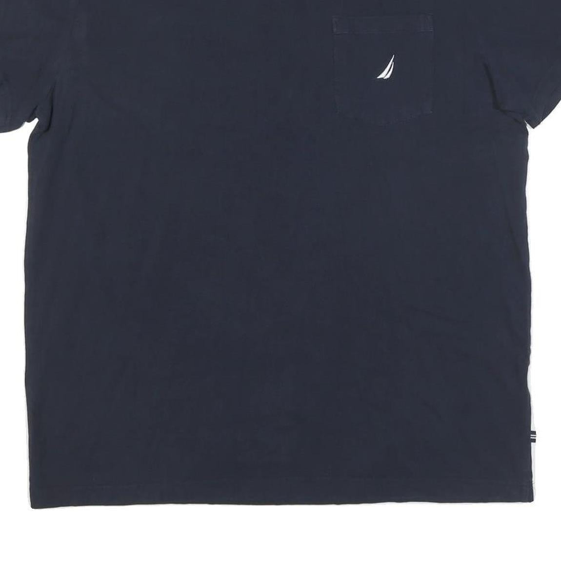 NAUTICA Mens Navy & White Pocket T-Shirt XL Short Sleeve Crew Neck Cotton Blend