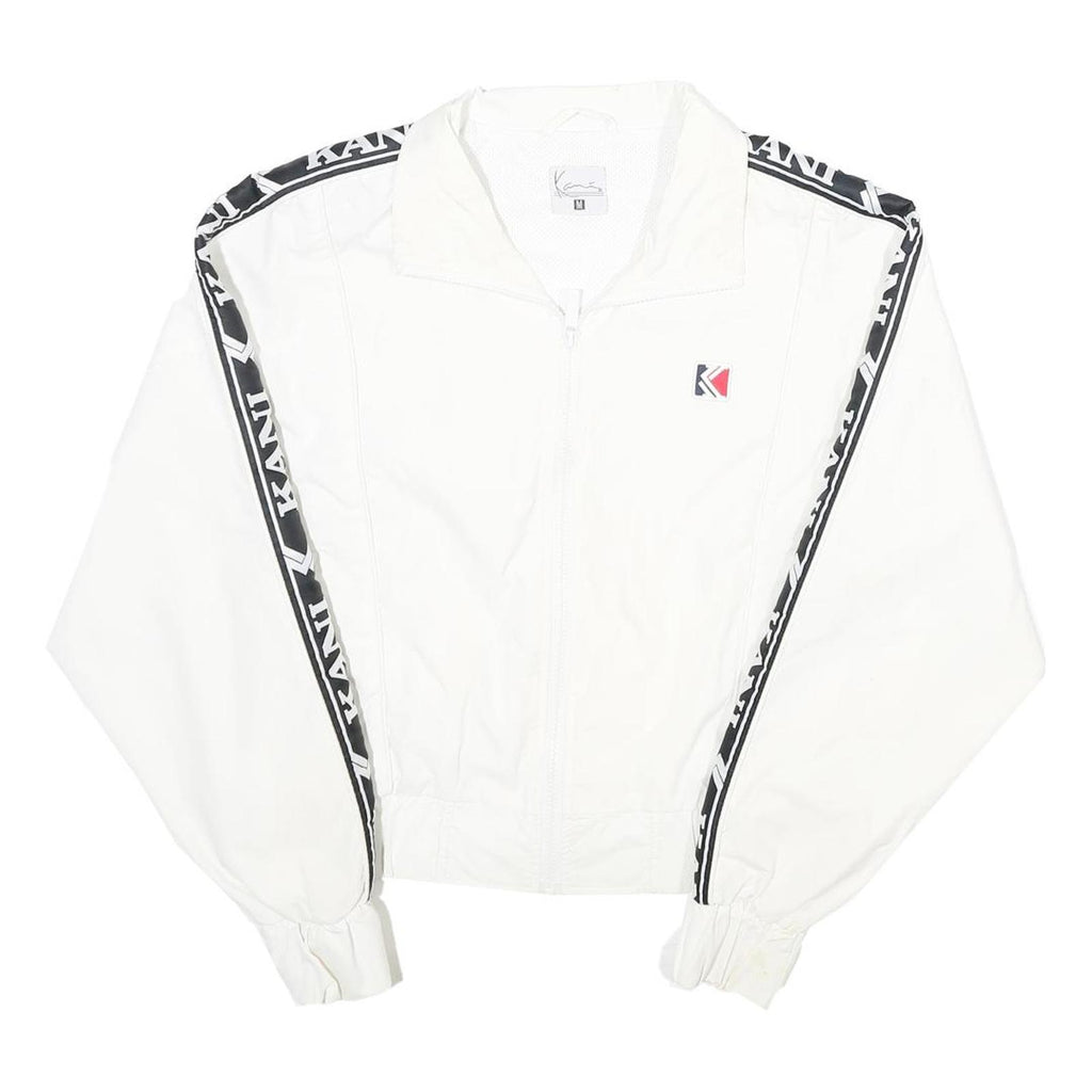 KARL KANI Womens White & Black Logo Track Jacket M Nylon Zip Lightweight