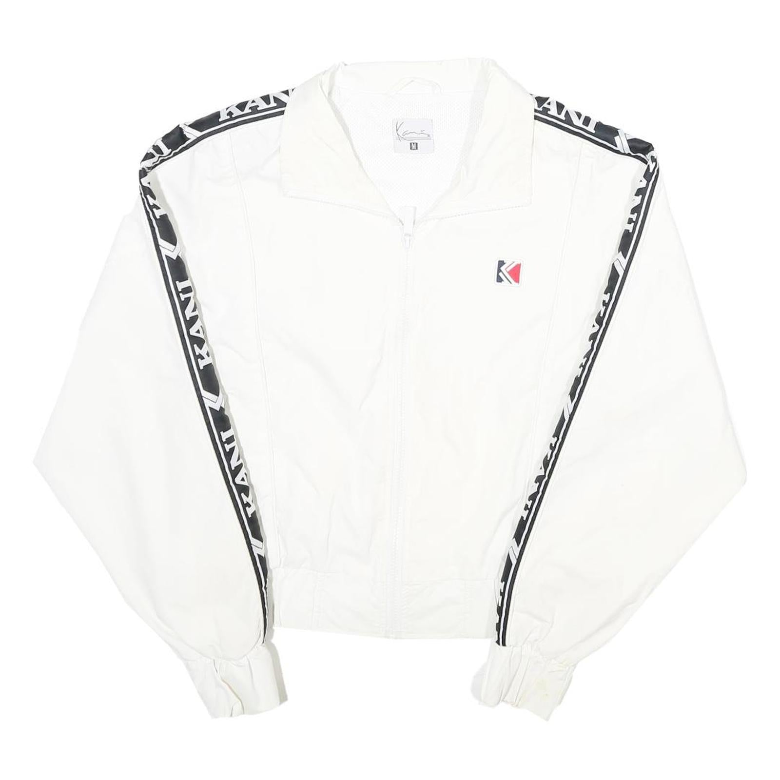 KARL KANI Womens White & Black Logo Track Jacket M Nylon Zip Lightweight