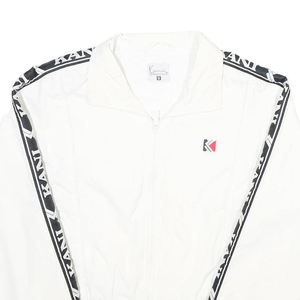 KARL KANI Womens White & Black Logo Track Jacket M Nylon Zip Lightweight