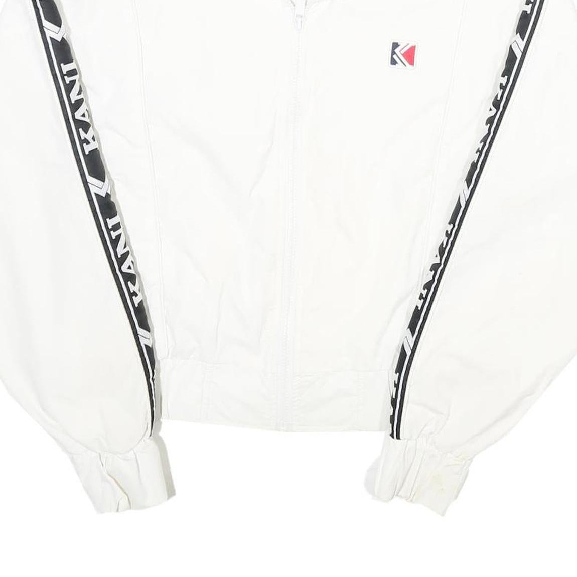 KARL KANI Womens White & Black Logo Track Jacket M Nylon Zip Lightweight