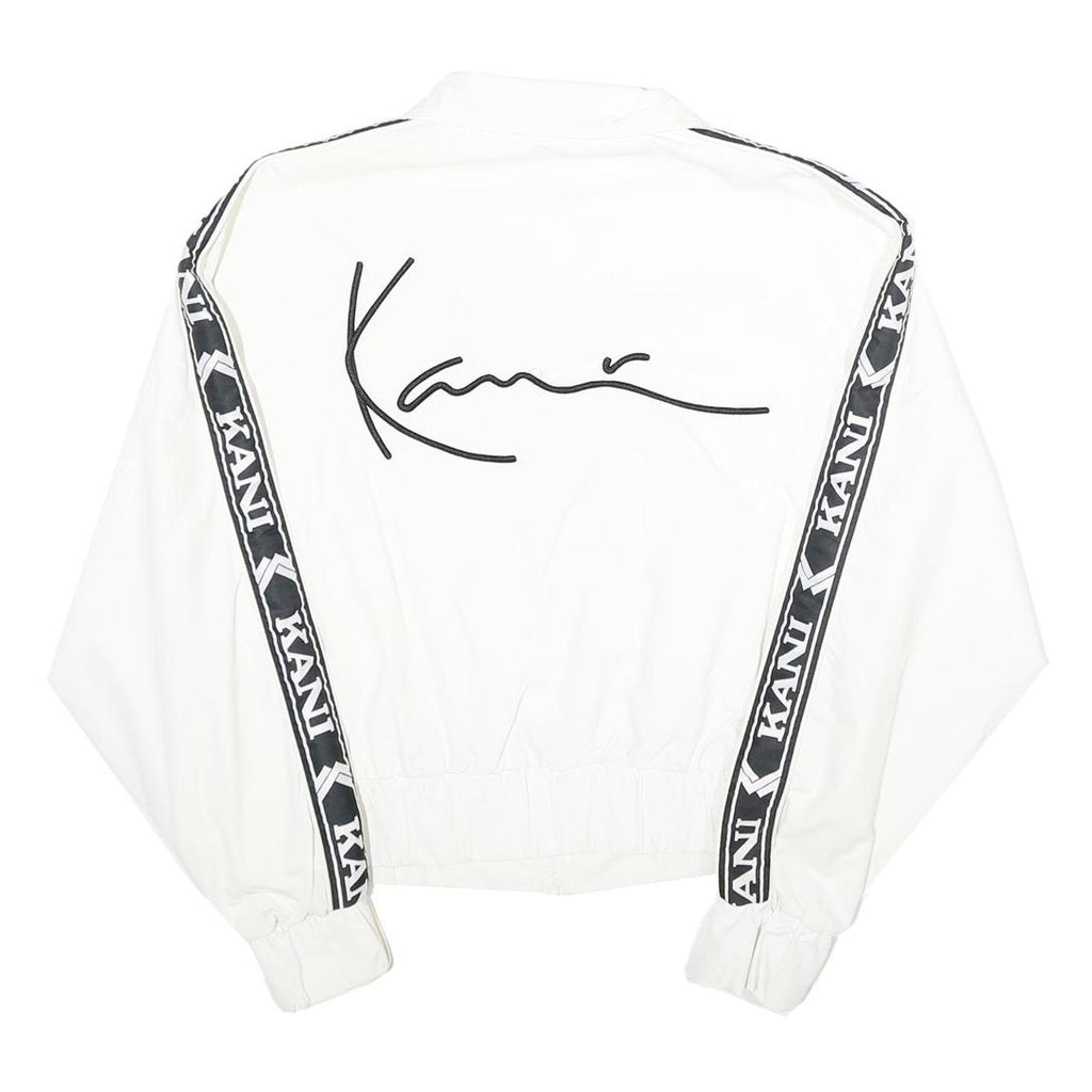 KARL KANI Womens White & Black Logo Track Jacket M Nylon Zip Lightweight