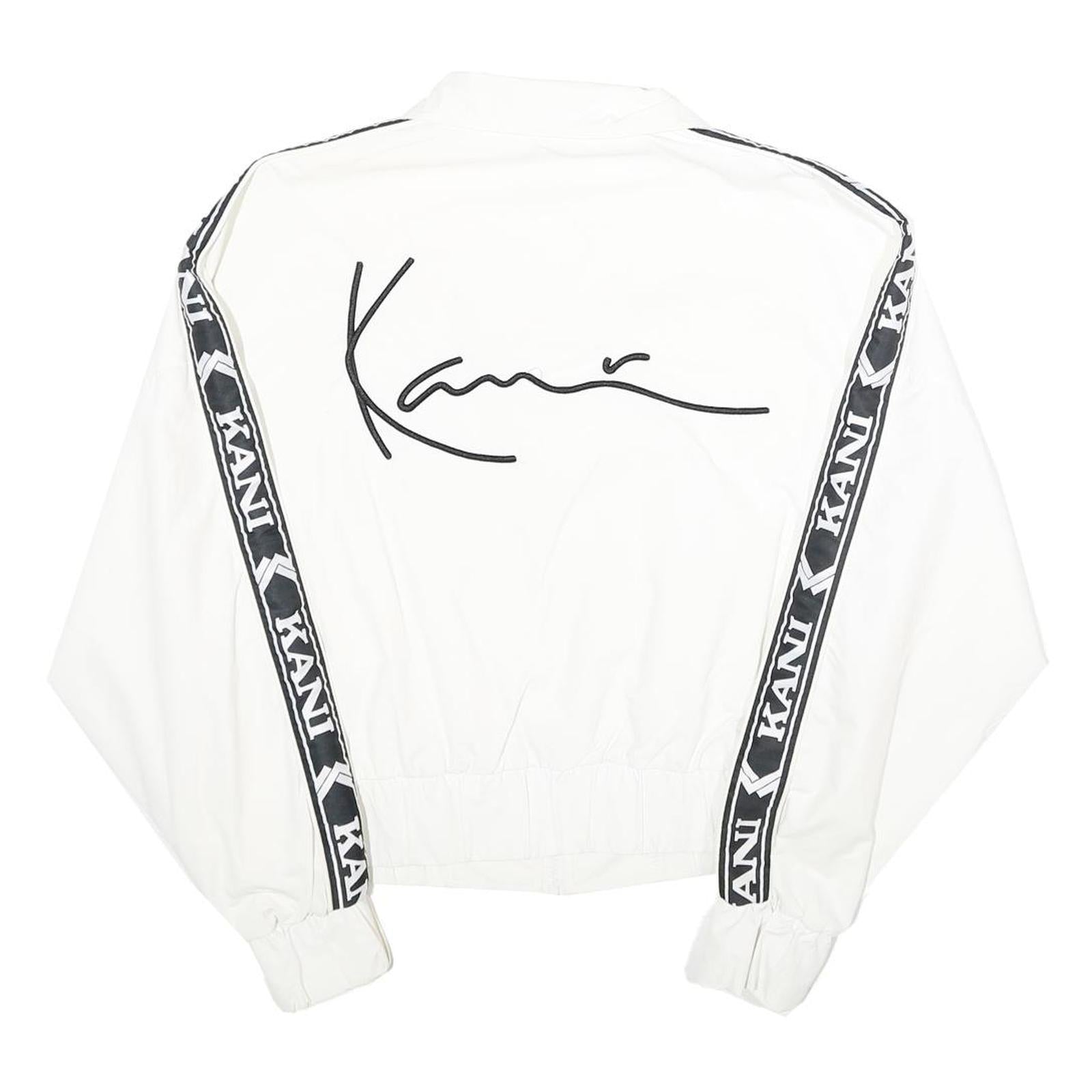 KARL KANI Womens White & Black Logo Track Jacket M Nylon Zip Lightweight