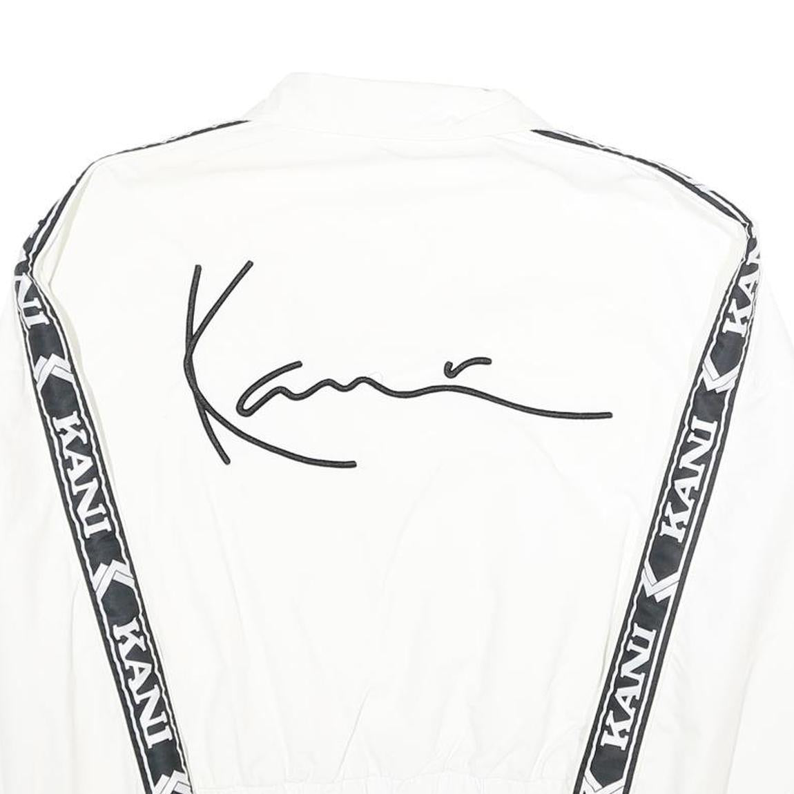 KARL KANI Womens White & Black Logo Track Jacket M Nylon Zip Lightweight