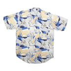VINCI Mens Blue & Beige Abstract Pattern Shirt M Cotton Blend Casual Summer