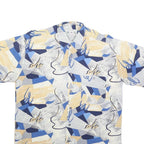 VINCI Mens Blue & Beige Abstract Pattern Shirt M Cotton Blend Casual Summer