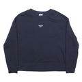 REEBOK Womens Navy Blue Cotton Blend Crew Neck Sweatshirt M Classic Fit Logo