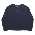 REEBOK Womens Navy Blue Cotton Blend Crew Neck Sweatshirt M Classic Fit Logo