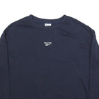 REEBOK Womens Navy Blue Cotton Blend Crew Neck Sweatshirt M Classic Fit Logo