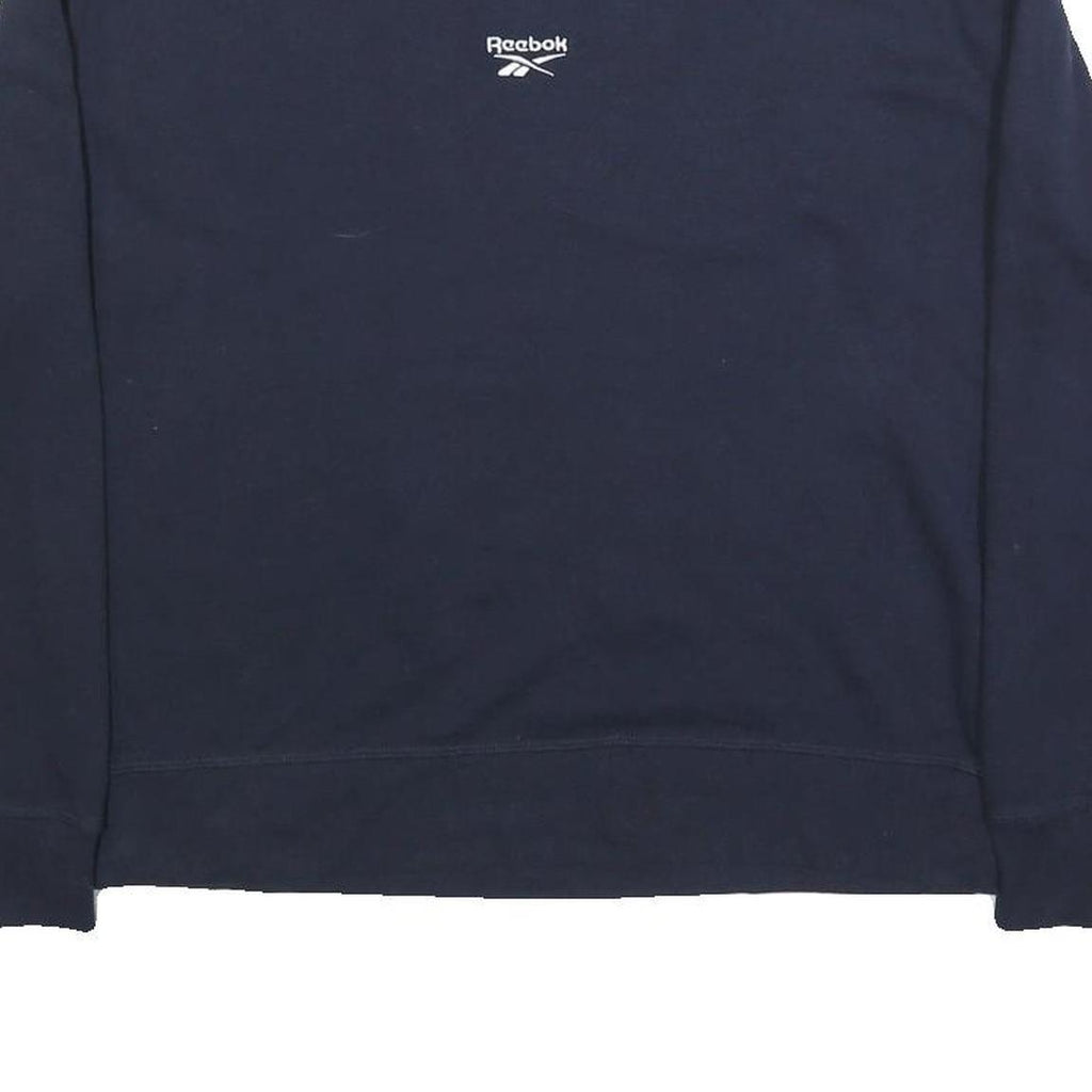 REEBOK Womens Navy Blue Cotton Blend Crew Neck Sweatshirt M Classic Fit Logo