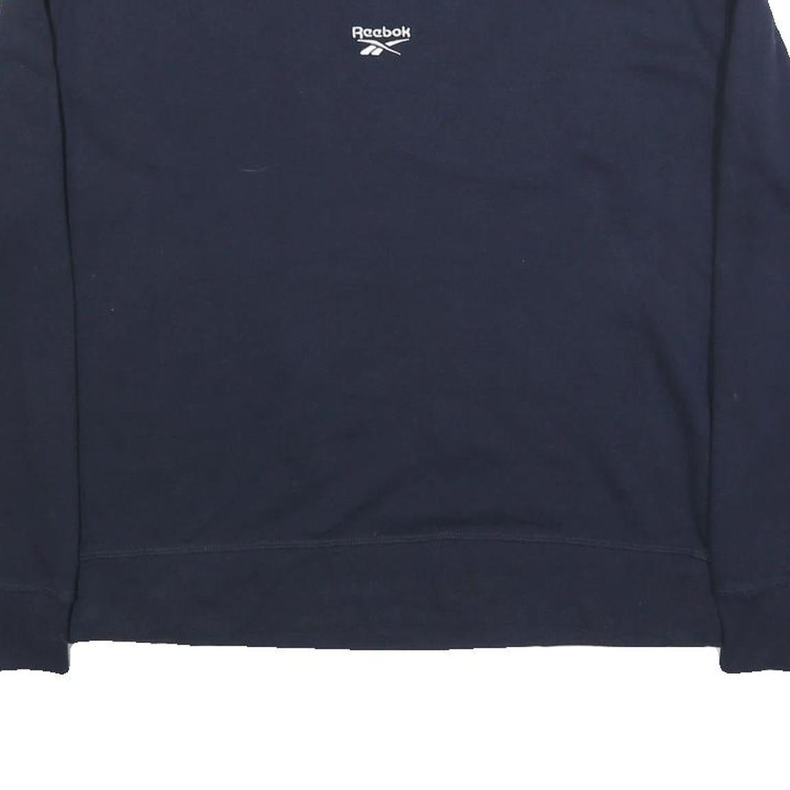 REEBOK Womens Navy Blue Cotton Blend Crew Neck Sweatshirt M Classic Fit Logo