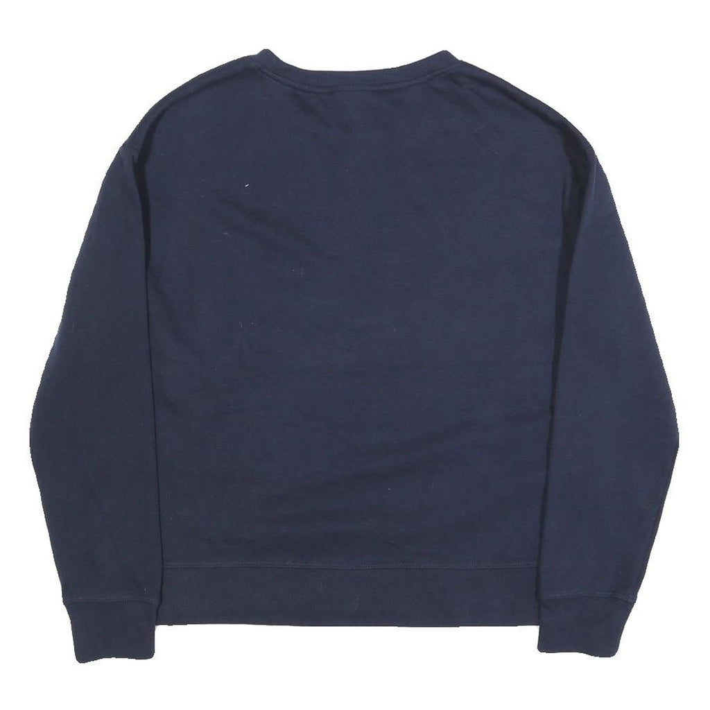 REEBOK Womens Navy Blue Cotton Blend Crew Neck Sweatshirt M Classic Fit Logo