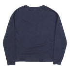 REEBOK Womens Navy Blue Cotton Blend Crew Neck Sweatshirt M Classic Fit Logo