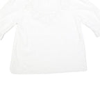 FAT FACE Womens White Lace Trim Cotton Blend Blouse 3/4 Sleeve V Neck UK 10