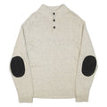 CHAPS Mens Jumper Cream Button Neck Tight Knit L